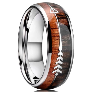 8MM Men Fashion Ring Stainless Steel Wood Inlaid Arrow Rings Wedding Band Anniversary Birthday Gift Jewelry Free Shipping daiiibabyyy